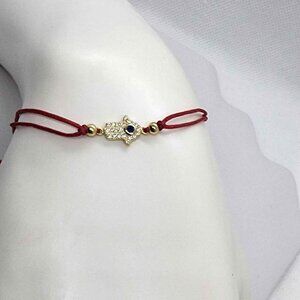 NEW Sterling Silver 925 Hamsa With Adjustable Bracelet